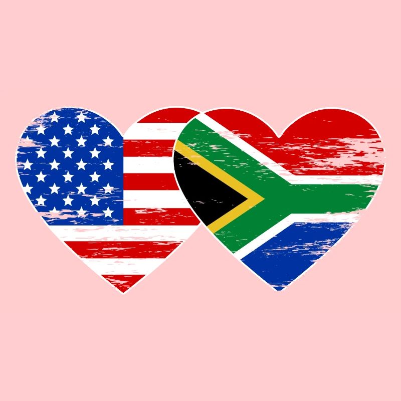 États-Unis Afrique du Sud drapeau coeur forme utilisé