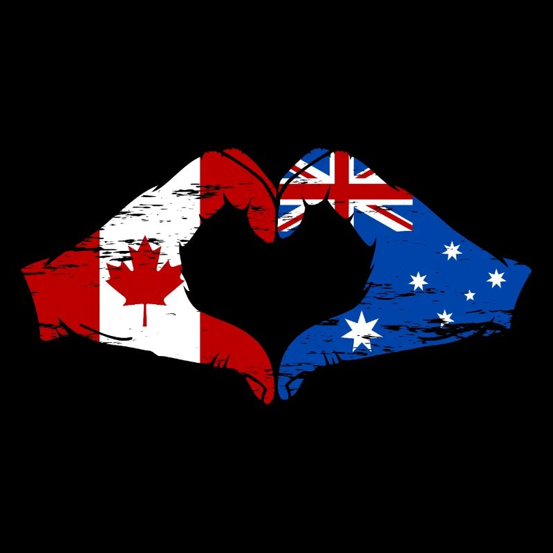 Canada Australie Drapeau Mains Coeur Utilisé