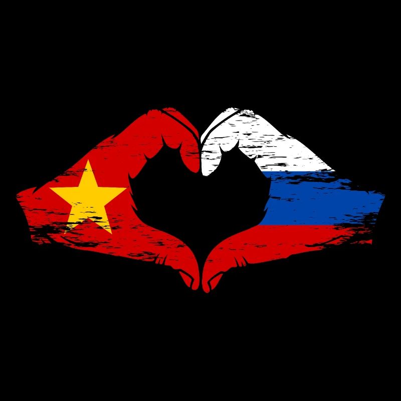 Vietnam Russie Drapeau Mains Coeur Forme Utilisé