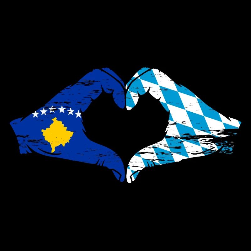 Kosovo Bavaroise drapeau mains coeur utilisé