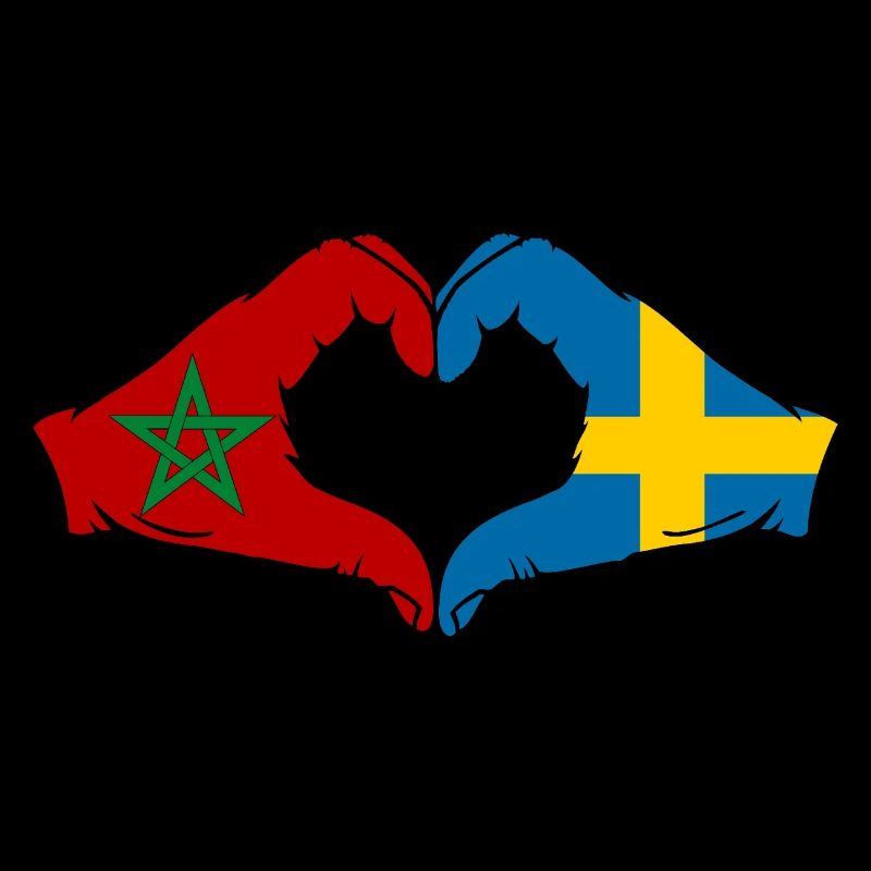 Morocco Sweden Flag Hands Heart Shape