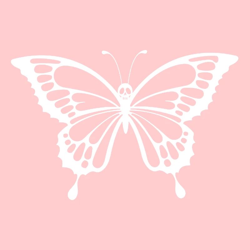 Skull and white butterfly
