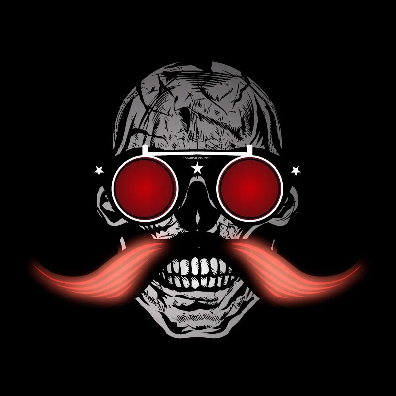 Todeskopf Hipster Schädel Schnurrbart Schnurrbart