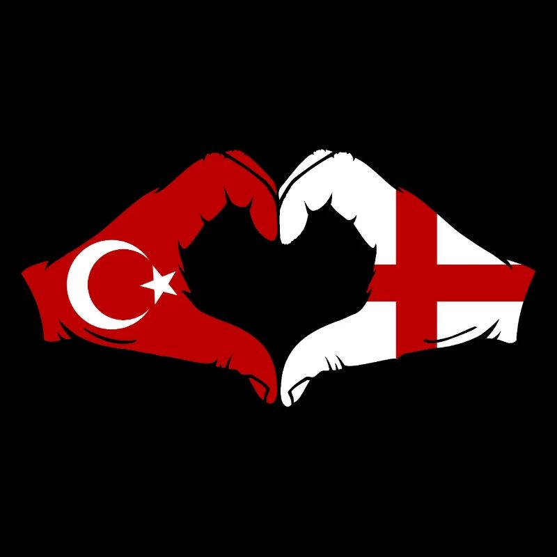Turquie Angleterre Drapeau Mains Coeur Forme