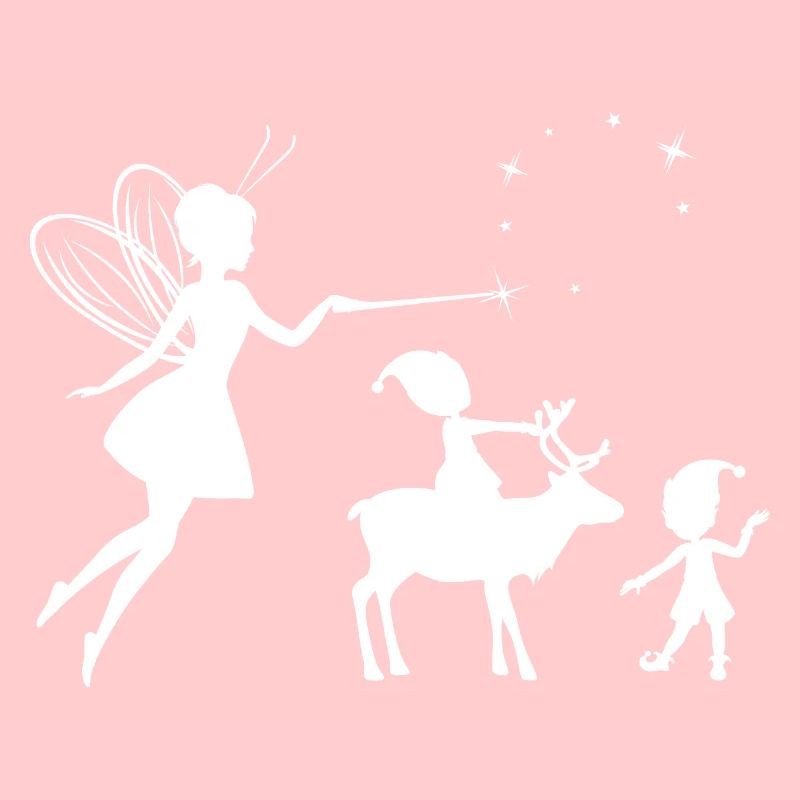 Silhouettes blanches d’une fée et d’elfes