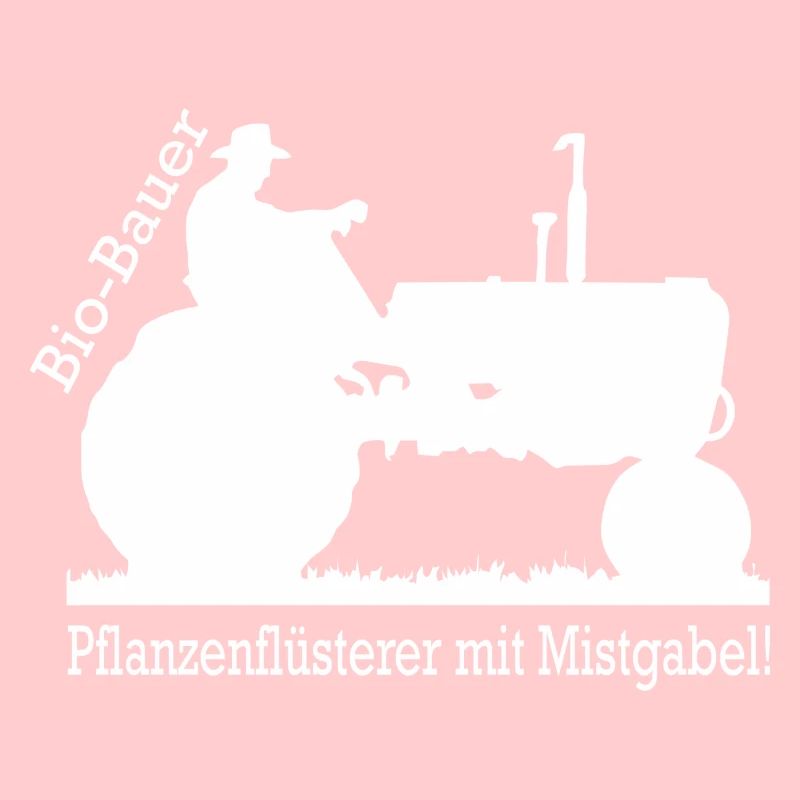 Bio Bauer Pflanzenflüsterer mit Mistgabel