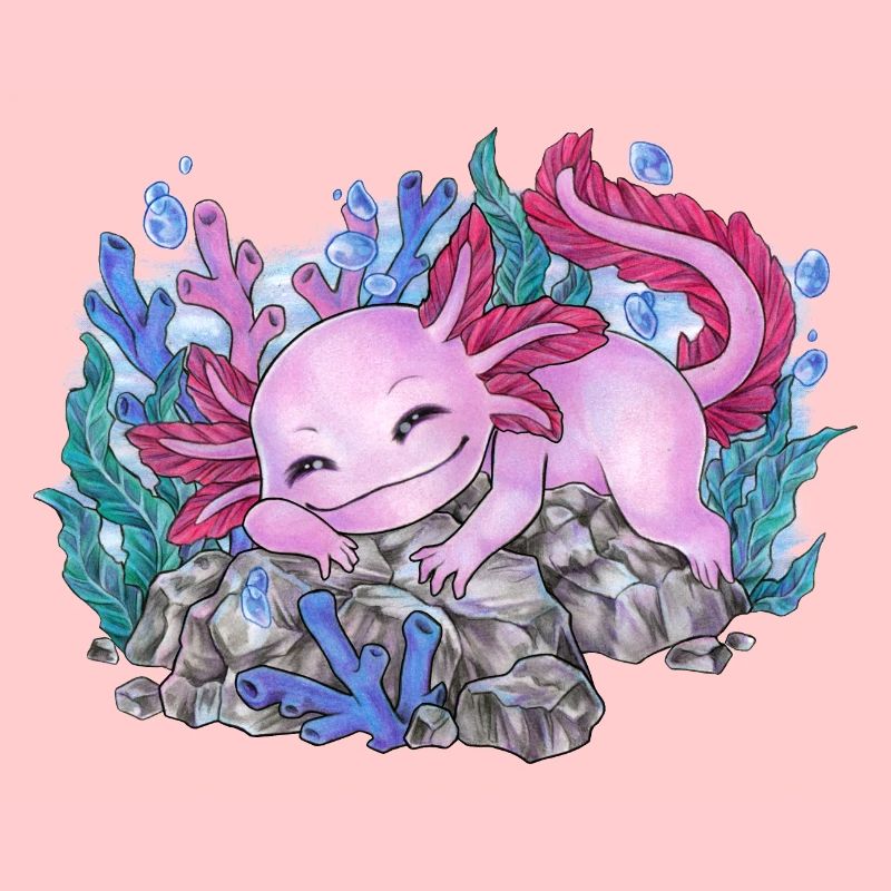Niedlich Schlafendes Axolotl Unterwasser Geschenk