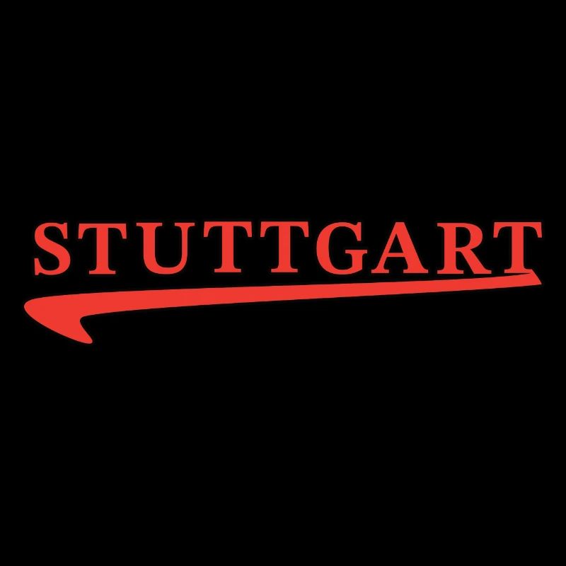 Stuttgart lettering with red underscore
