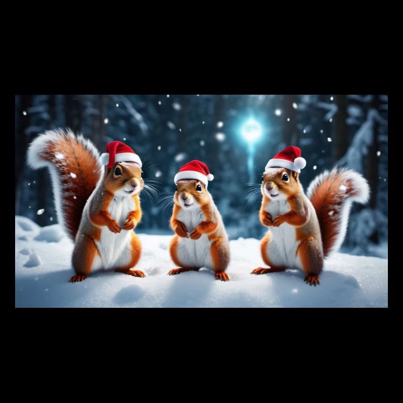 Three Christmas Squirrels