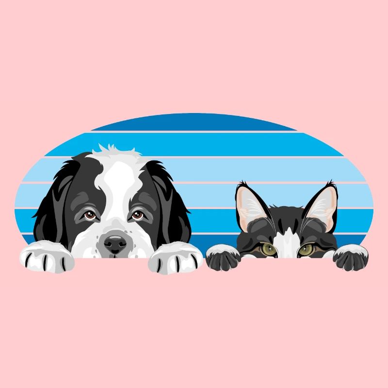 Peeping Saint Bernard chiot chien et chat mignon