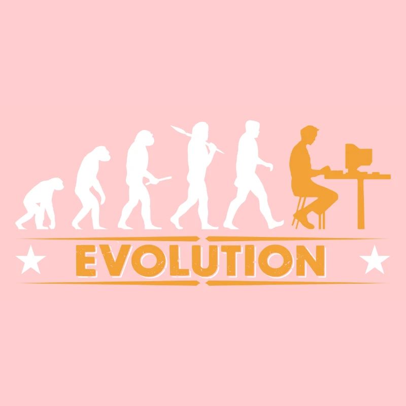 Computer Nerd Evolution - orange/weiss