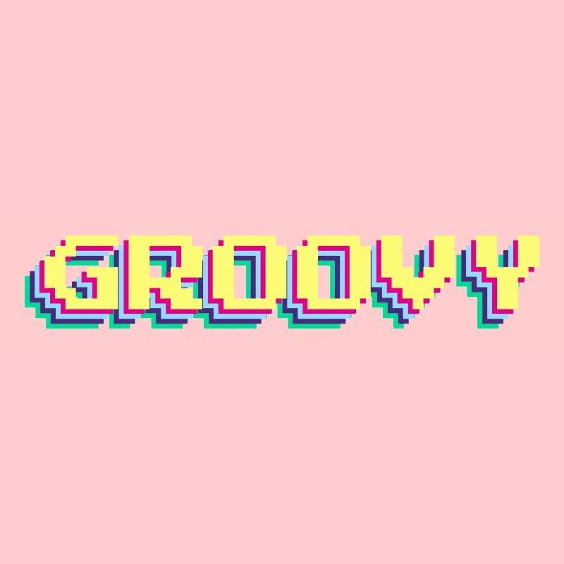 Groovy Funky oui 90s Design Coloré Word 3D Pixel