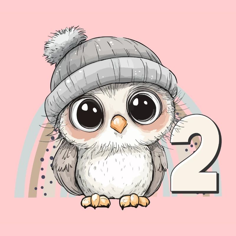 2. Geburtstag Eule Regenbogen Süß Niedlich