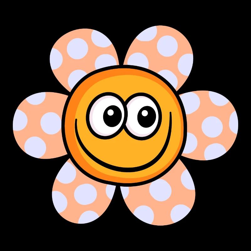 Happy Orange Daisy Flower Doodle