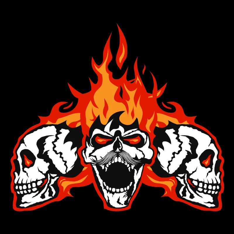 Kopf des Todes FlammenSchädel Schädel Schädel Motrocycle Biker
