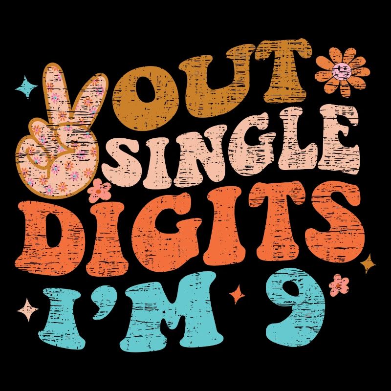 Groovy Peace Out Single Digits J’ai 9 ans d’anniversaire