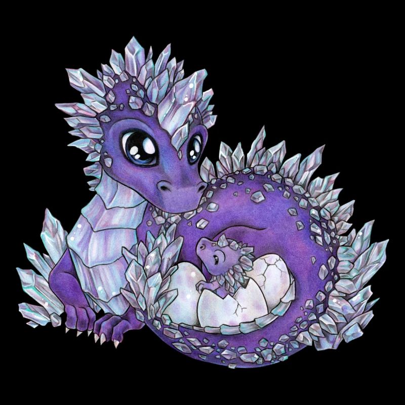 Niedliche Drachenmama mit Baby Drache Geschenkidee