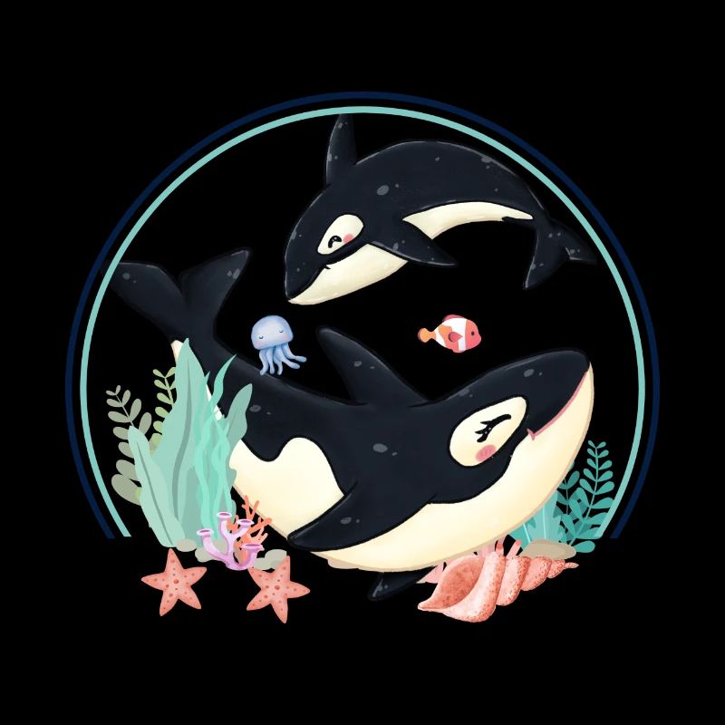 Orque bébé et mère