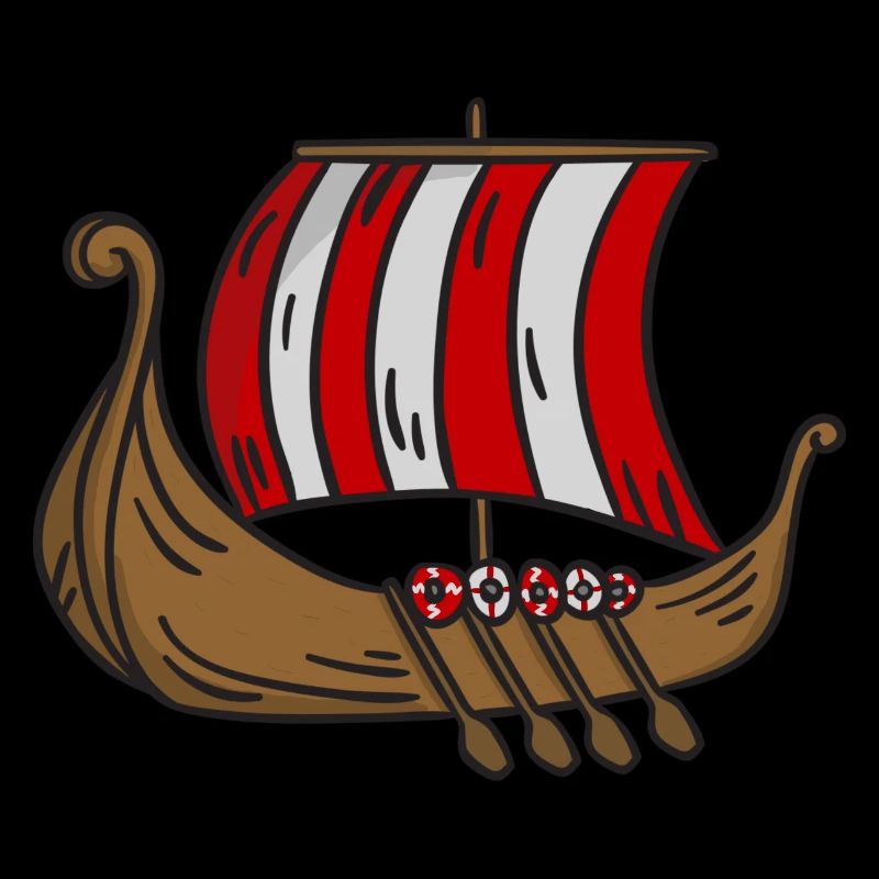 Kinder Wikinger Schiff Rot Weis