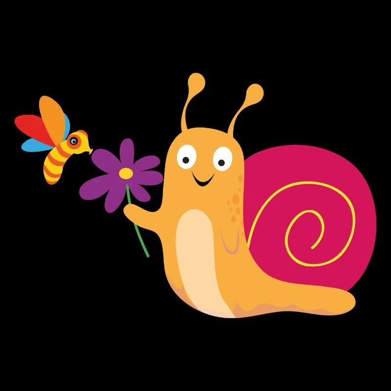 Escargot avec fleur et abeille