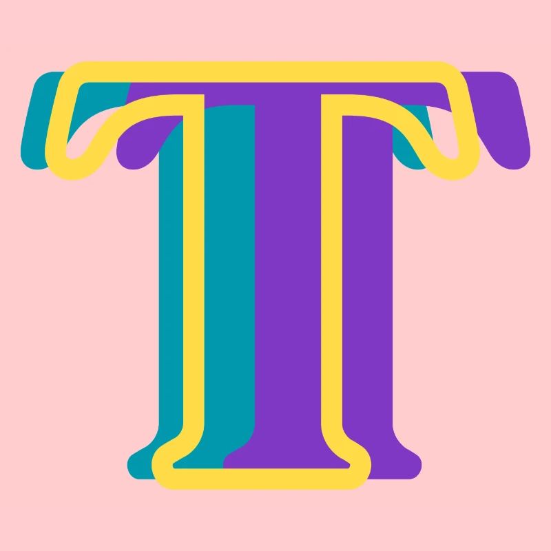 Multi-coloured letter t