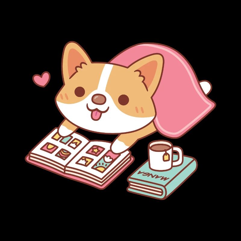 Mignon Corgi Aime Lire Des Mangas