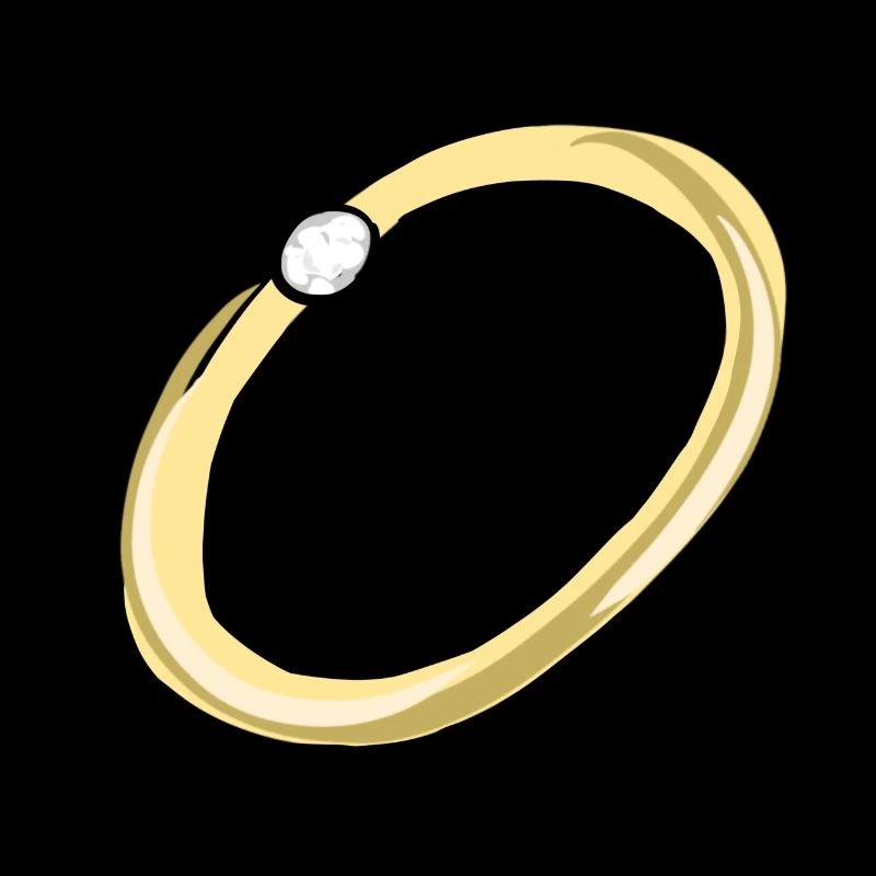 bague dorée bijoux en pierre blanche dessin animé