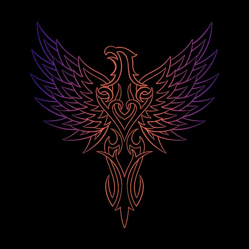 Raven Viking multicolor line art