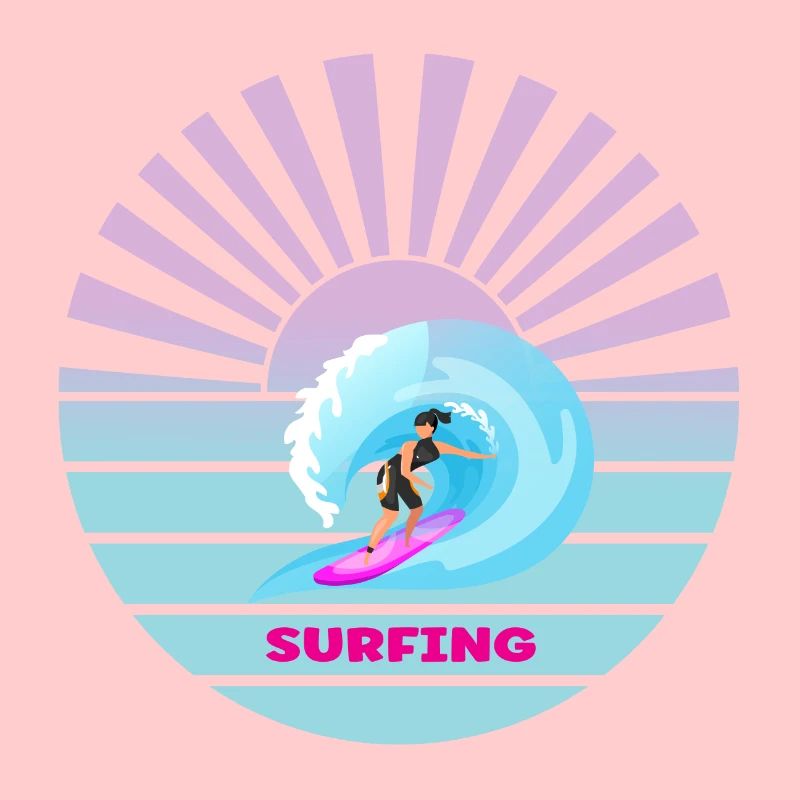 Surfer coucher de soleil vagues