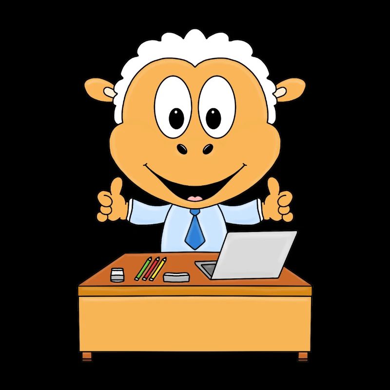 SCHAF - SCHREIBTISCH - ARBEIT - CHEF - MITARBEITER