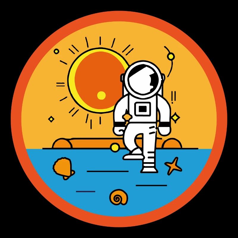 Astronaut am Strand in der Sonne