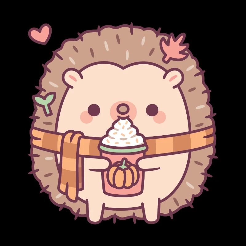 Cute Hedgehog Loves Pumpkin Spice Latte