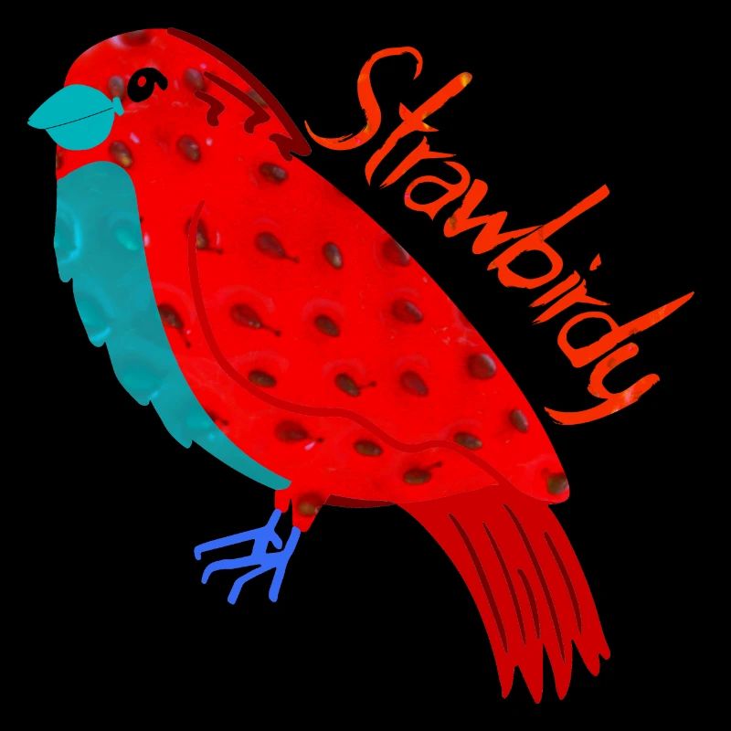 Vogel und Erdbeere. Strohvögel