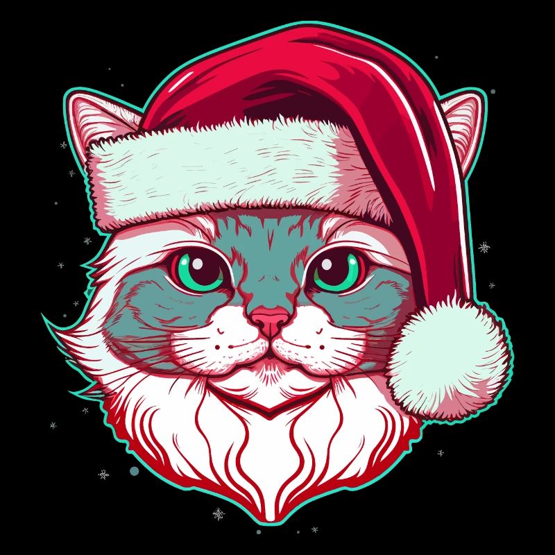 Wunderschöne Katze mit Weihnachtsmütze