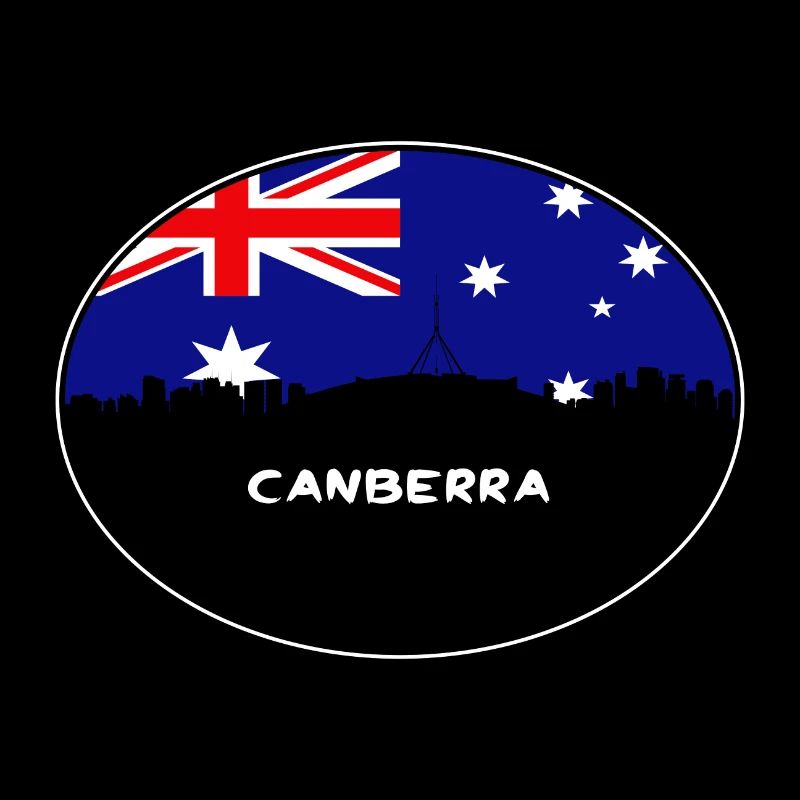 Canberra Australie Drapeau Skyline Voyage Silhouette