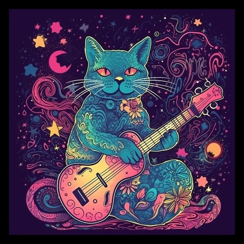 Le chat de guitare cool