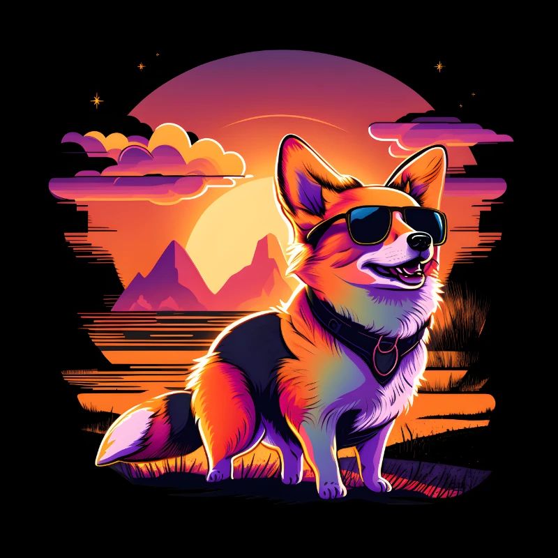 Synthwave Corgi Sunset