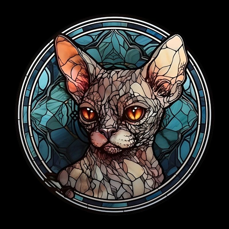 Devon Rex Cat Breed Watercolor Glass
