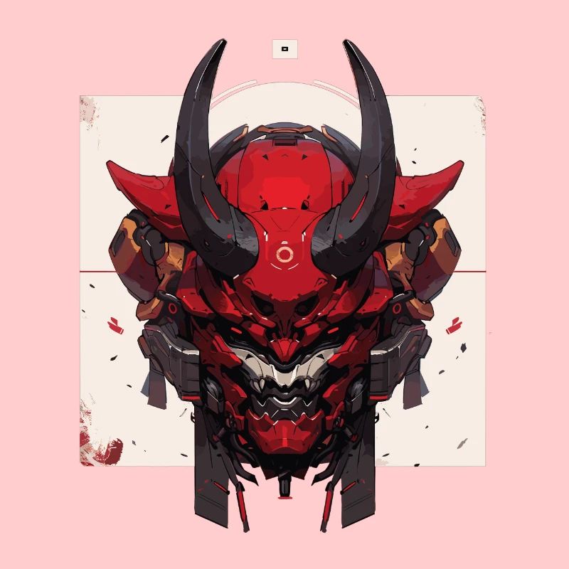 Red Devil Futuristic Samurai Warrior