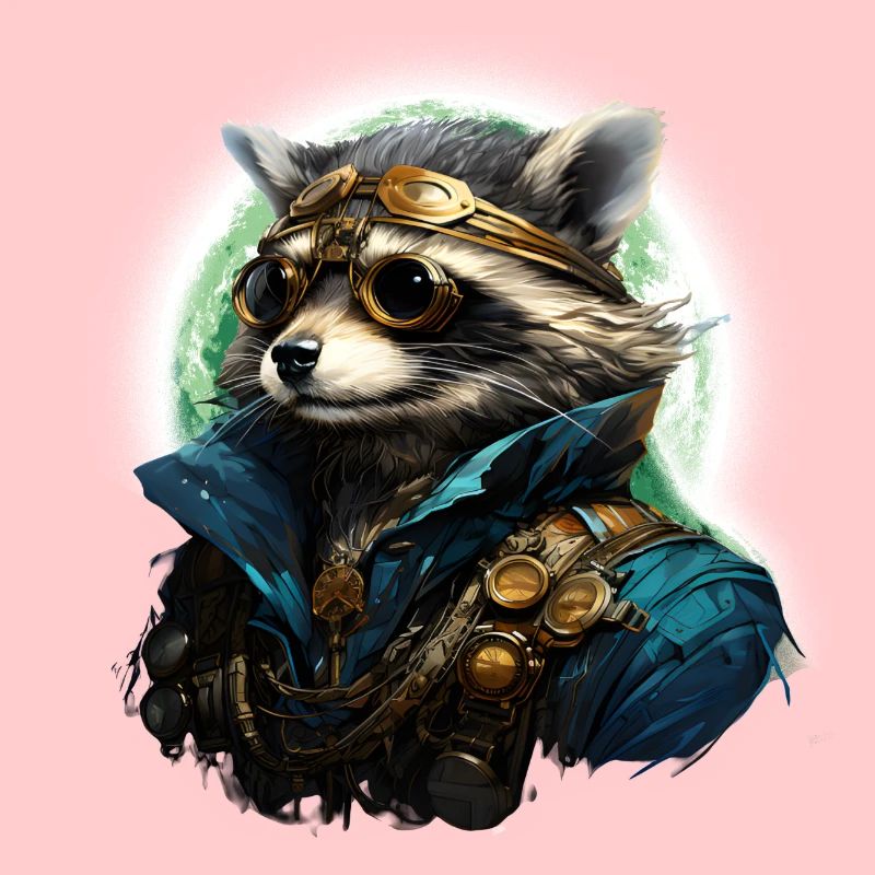 Raton laveur steampunk à la lumière du soleil