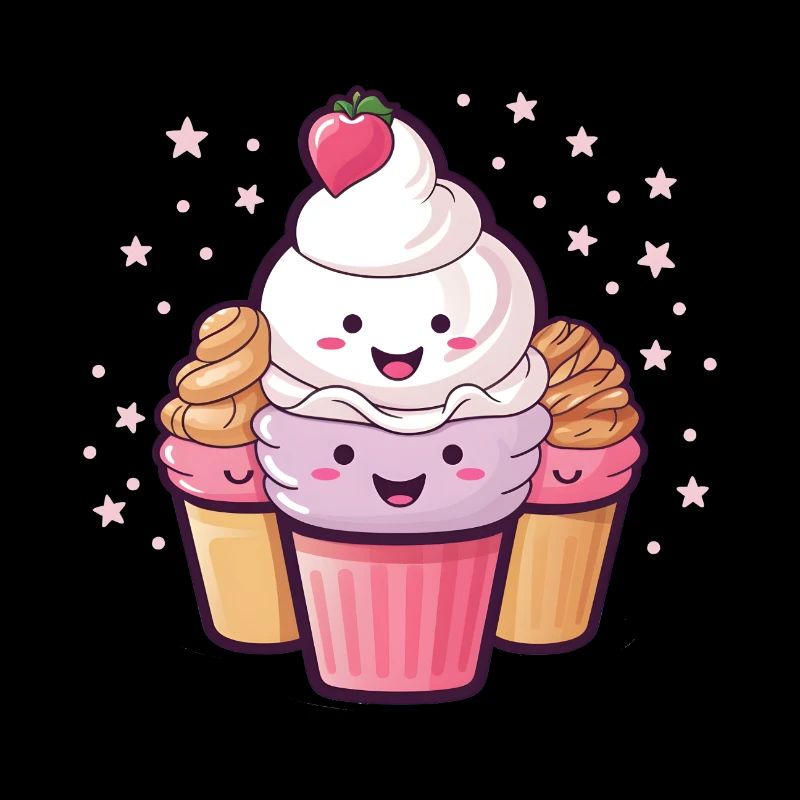 Cartoon Eiscreme - Süßes Eis mit Gesicht