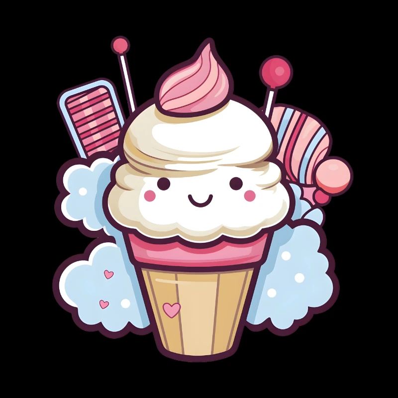Cute Ice Cream Cone with Face - Candy