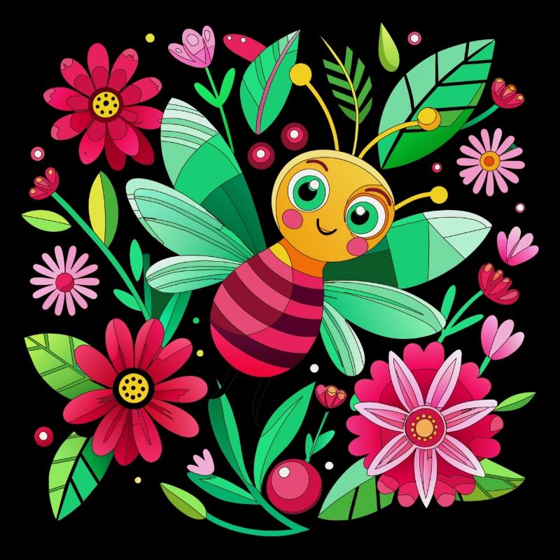 Mignonne abeille qui bourdonne parmi les fleurs