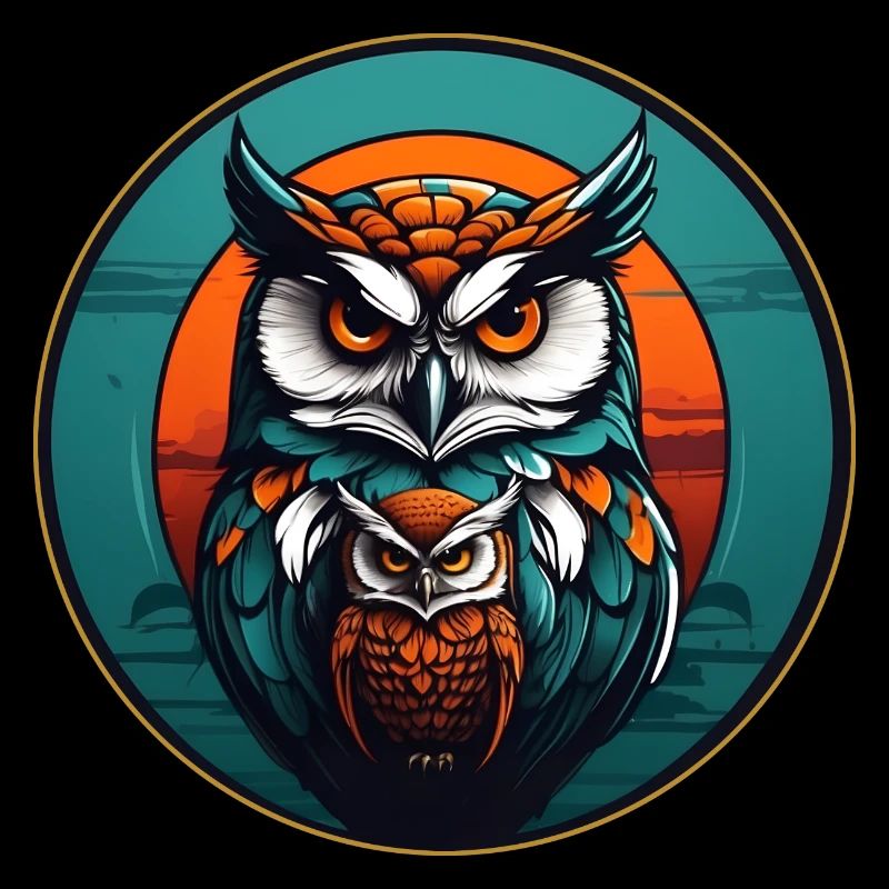 Conception graphique colorée de hibou pour les fans de hiboux