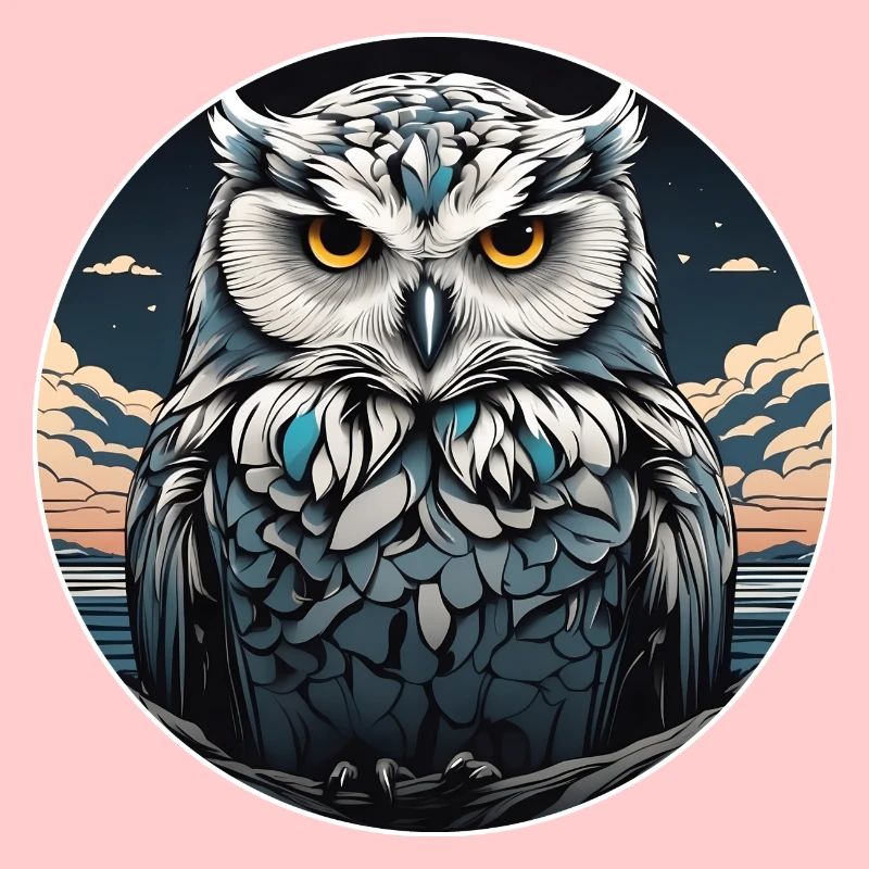 Schneeeulenportrait Schneeeule Eulengrafik