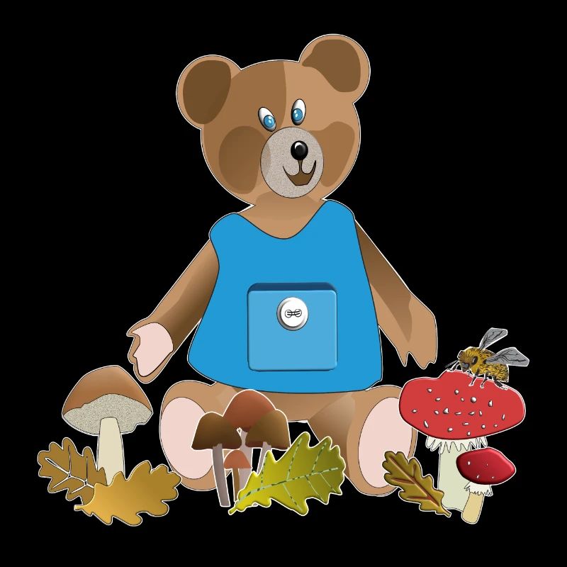 Ours au tablier bleu, parade de champignons