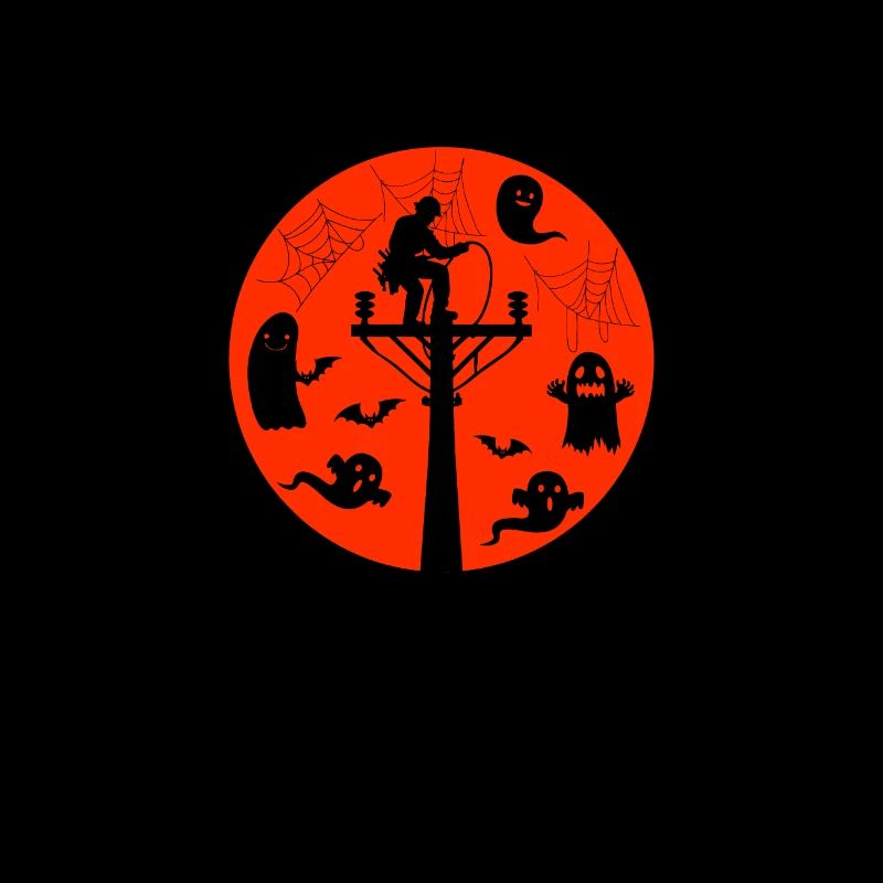 Haunted Heights Lineman Halloween Spooky Design