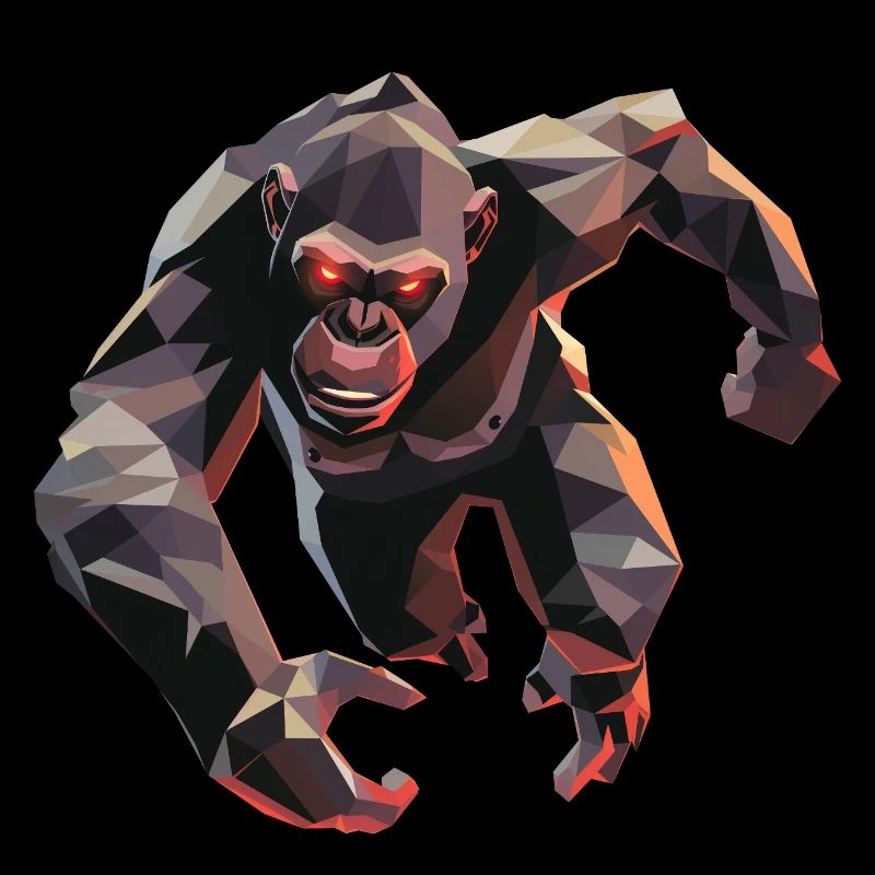Gorilla im Low Poly Stil
