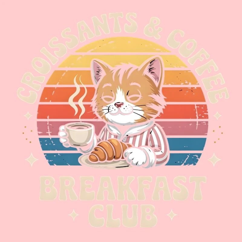 Chat Café Retro Petit Déjeuner