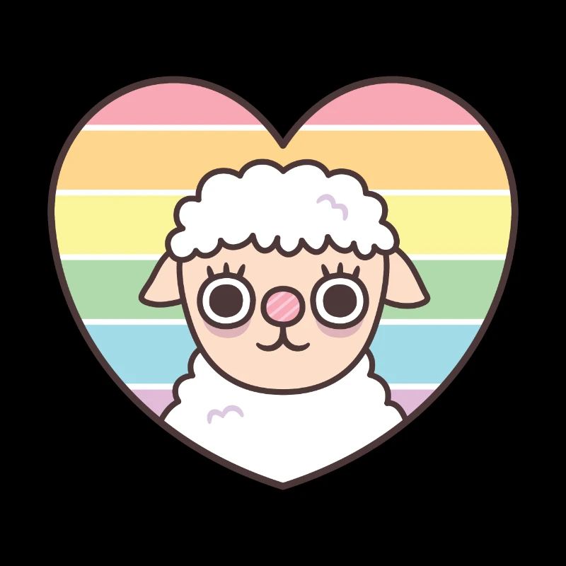 Cute Sheep Rainbow Heart Subtle Pride